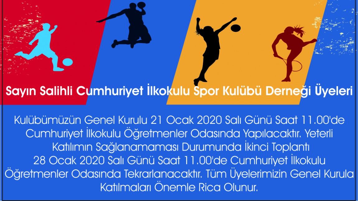 Salihli Cumhuriyet İlkokulu Spor Kulübü Derneği Genel Kurul Toplantısı Duyurusu